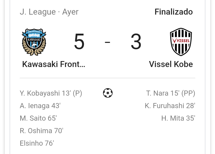 KAWASAKI FRONTALE RESULTADO KAWASAKI FRONTALE RESULTADO